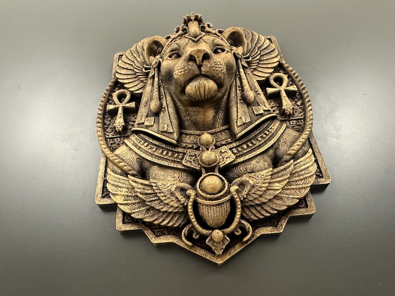 Sekhmet Wall Art Egyptian Goddess Decor - Lioness Head Plaque Ancient ...