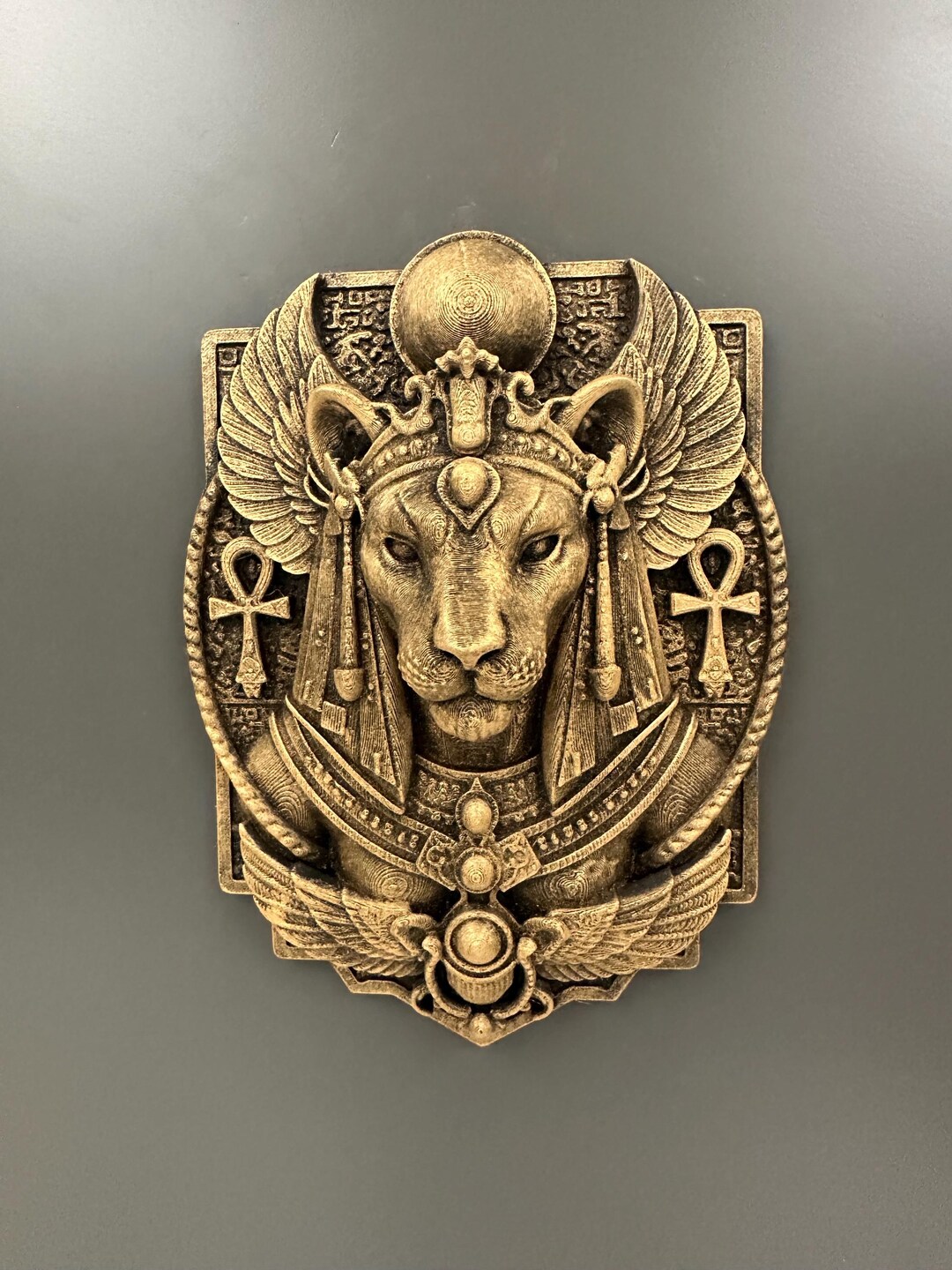 Sekhmet Wall Art Egyptian Goddess Decor - Lioness Head Plaque Ancient ...