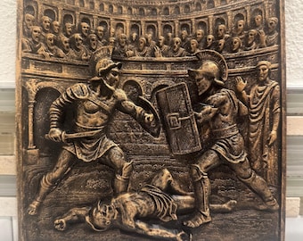 Gladiator Roman Colosseum 8” 3d Wall Art Plaque Home Decor Sculpture
