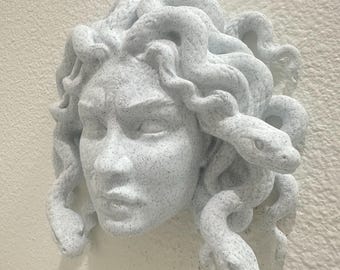 Medusa Head Of Snakes Wall Sculpture - Greek Mythology Stone Look Wall Art - Gorgon Head Decor - Modern Myth Fantasy Wall Mount 9x8x3