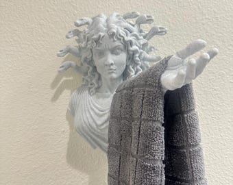 Medusa Hand Towel Holder - Greek Mythology Bathroom Wall Sculpture - Gothic Home Decor - Bathroom Decor Towel Hook - Gorgon Head of Snakes