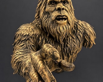 Hand Painted Sasquatch Bigfoot 9x9x6 Cryptid Hanging Wall Mounted Sculpture - Home Cabin Lake House Decor - Man Cave Rustic