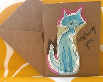 Caturday Vibes kraft card, with envelope