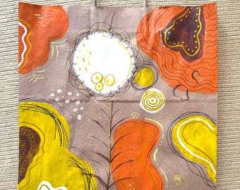 Large, Hand painted gift bag - acrylic paints (13"x13"x6.5")