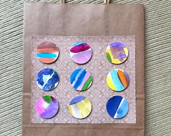 Embellished gift bag with upcycled features (8"x10"x4")