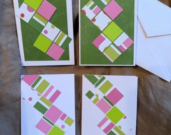 Geometric Note Cards - Set of 4 - multiple color palettes available
