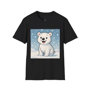 Cute Polar Bear Winter T-Shirt | Unisex Softstyle Tee, Animal Lover Gift, Cozy Style, Seasonal Apparel, Cute Christmas Top