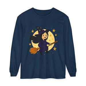 Whimsical Witch Long Sleeve T-Shirt: Cozy Halloween Apparel