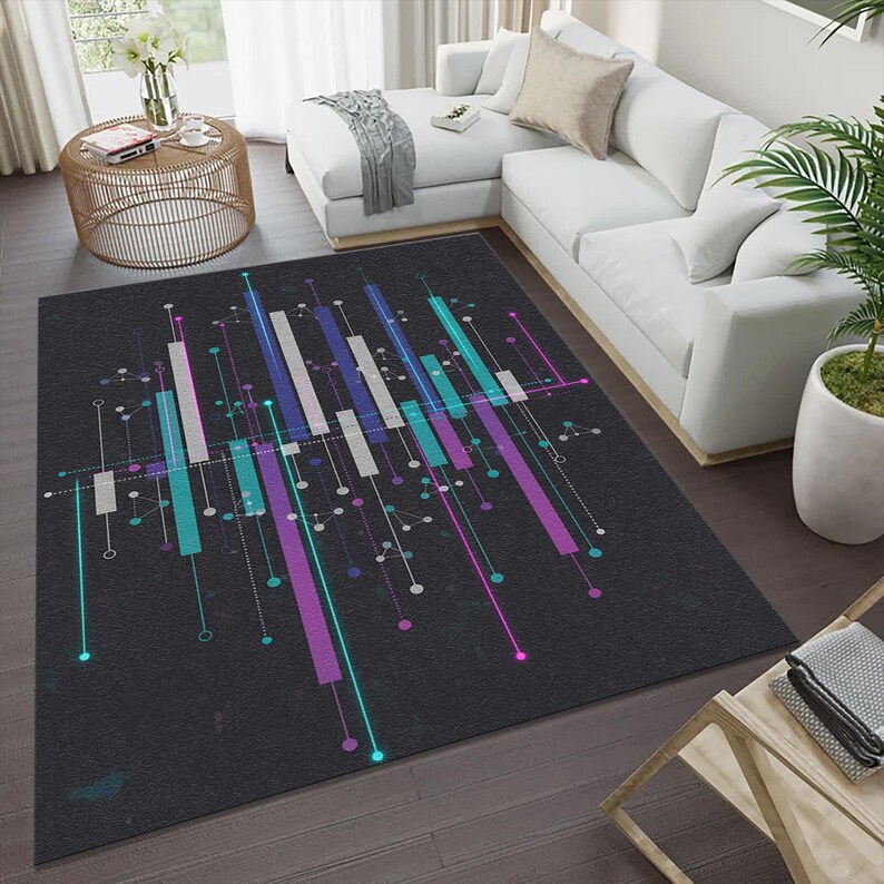 Cyberpunk Data Visualization Rug, Futuristic Tech Art - Etsy