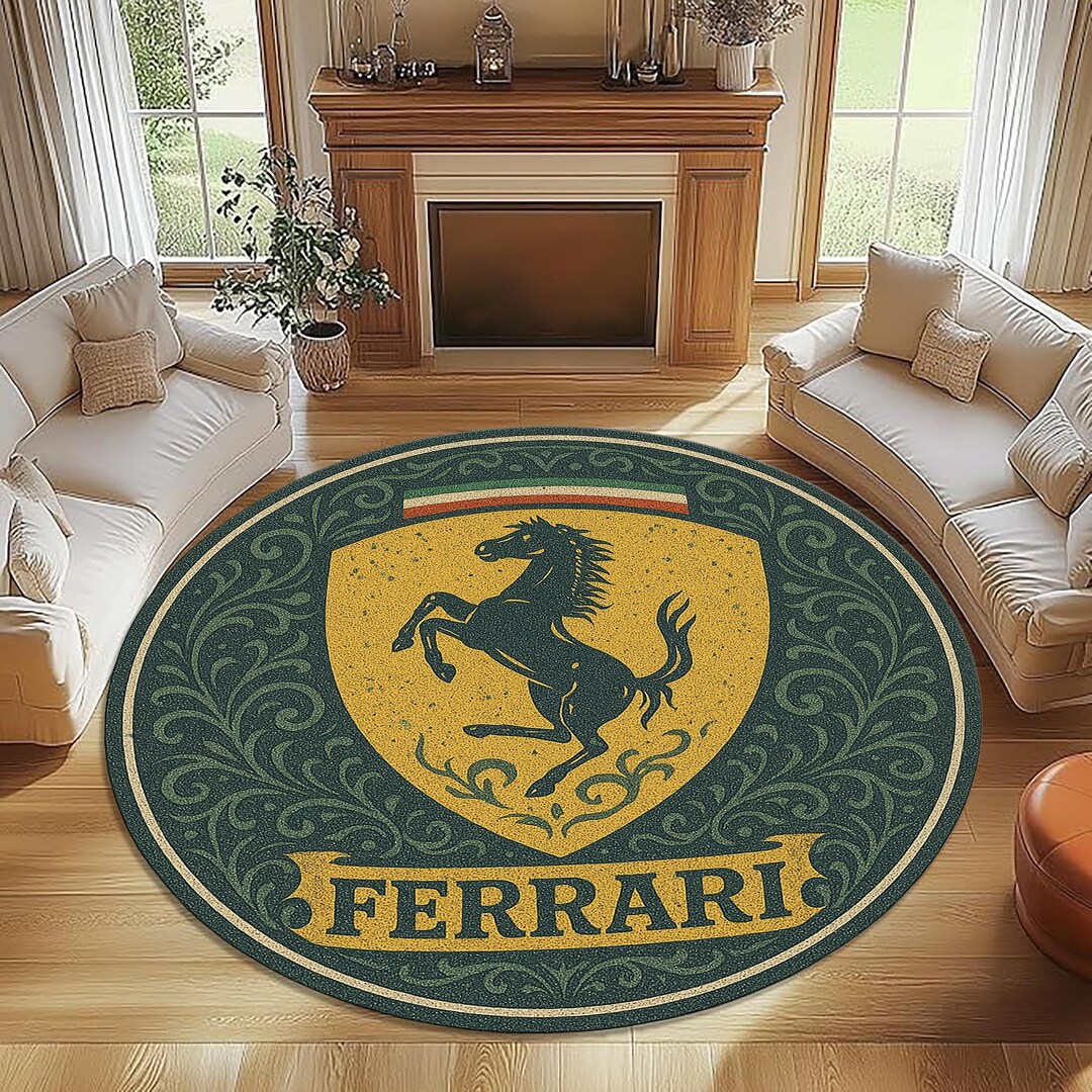 Ferrari Round Rug – Racing Car Circle Carpet – Supercar Fan Room Decor ...