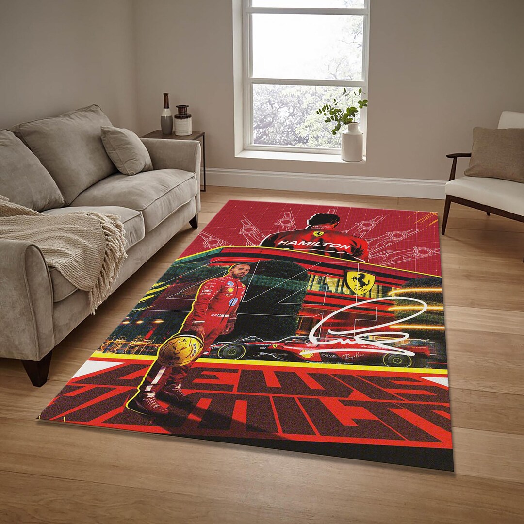 Lewis Hamilton Ferrari, Racing Team Rug, Formula 1 Rugs, Motorsport ...