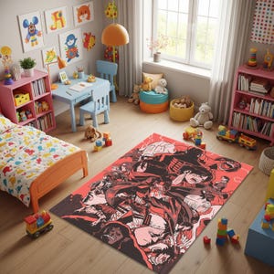 Attack on titans rug, Japanese Anime Manga Characters Rug, Anime Decor, Funky Rug, Cartoon Rugs, Cool Rugs, eren yeager, Mikasa, Levi, aot