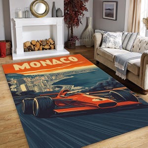 Ferrari Rug, Luxury Car Rug, Formula1 Rug, Red Decor Rug, retro car rug, Vintage Ferrari Rug, Sports Car Print Rug, Ferrari Decor, 10x12 Rug