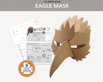 Eagle Mask Pattern | Printable PDF Template | DIY papercraft | Bird Costume | Instant Download