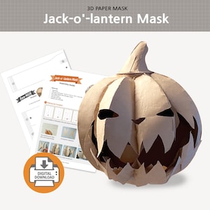 Jack-o'-Lantern Mask Pattern | Printable PDF Template | DIY papercraft | Halloween Costume | Instant Download