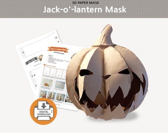 Jack-o'-Lantern Mask Pattern | Printable PDF Template | DIY papercraft | Halloween Costume | Instant Download