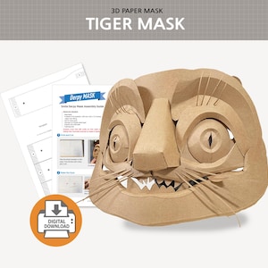 3D Paper Craft Tijgermasker | DIY Kpop-kostuum (digitale download)