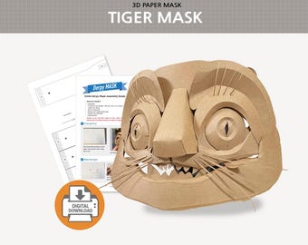 Tiger Mask Pattern | Printable PDF Template | DIY papercraft | Kpop Costume | Instant Download