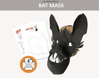 Fledermaus Maske Muster | Druckbare PDF-Vorlage | Bastelbogen | Vogelkostüm | Sofortdownload