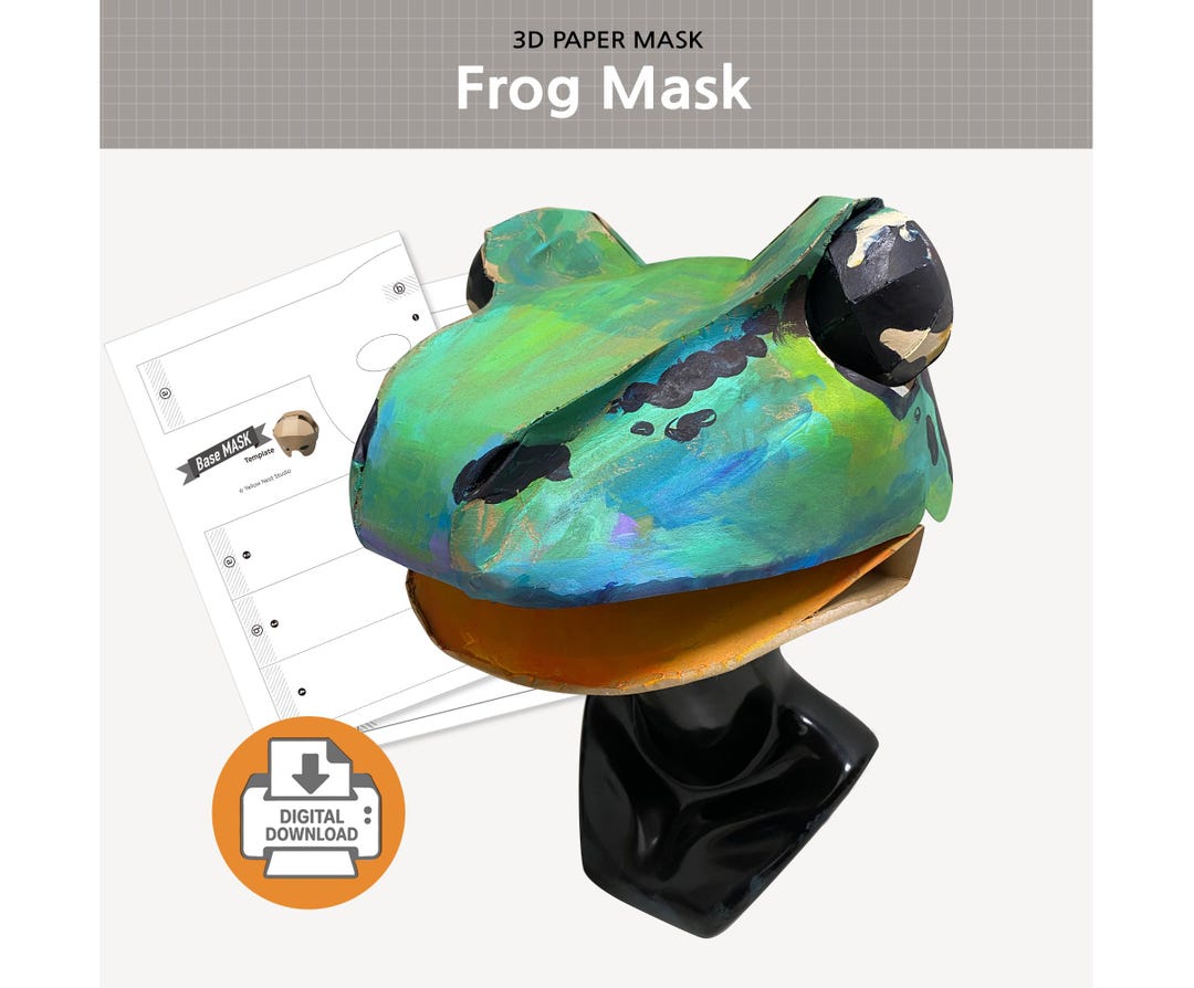 Frog Mask Pattern | Printable PDF Template | DIY Papercraft | Animal ...