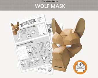 DIY Wolf Mask Template | 3D Papercraft Costume (PDF Pattern)