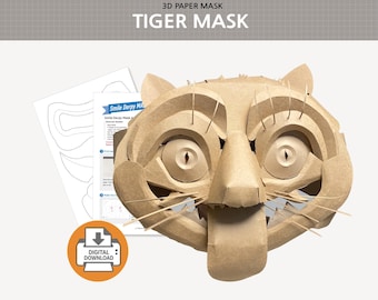 Tiger Mask Pattern | Printable PDF Template | DIY papercraft | Kpop Costume | Instant Download