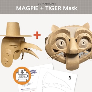 Tiger and Magpie Mask Template, Kpop Costume (Digital Download) image 1