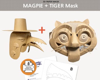 Tiger and Magpie Mask Template, Kpop Costume (Digital Download)
