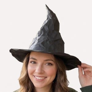 Patrón de papel para sombrero de bruja, plantilla de sombrero de mago, disfraz de Halloween imprimible para hacer tú mismo