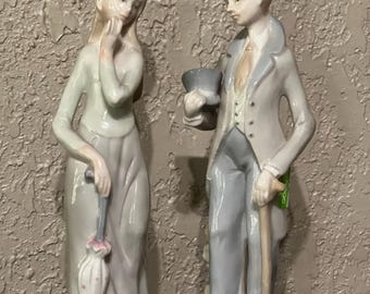 Vintage Ardalt Japan-beeldjes: handgeschilderd porselein Victoriaans stel