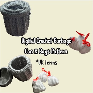Crochet (UK Terms) Garbage Can with Trash Bags Pattern ***DIGITAL***