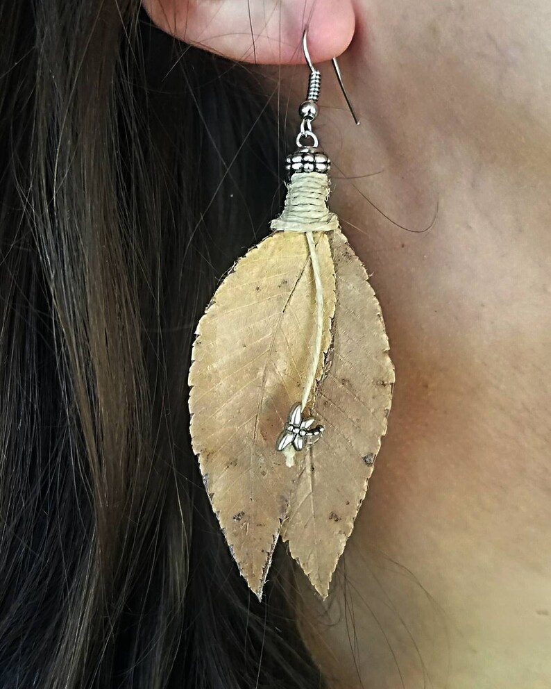 Dangling Earrings Natural Earrings Leaf Earrings Natural image 0