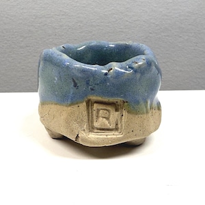 Handmade Footed Succulent Planter – 1.5"L x 1.5"W x 1.25"H Sky Blue Pot with Drainage, Low Profile  Ceramic Cactus Succulent Seedling Dish