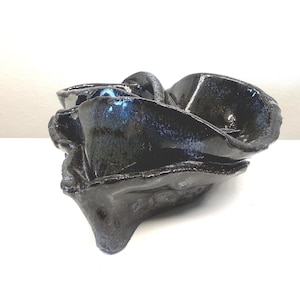 Handgemaakte succulente plantenbak mooie diepblauwe bonsaipot met drainage, laag profiel gestempelde keramische cactus/sappige schotel