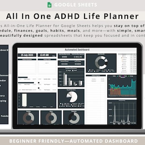 Adhd Life Planner Digital Organizer Google Sheets Budget Tracker Spreadsheet To Do List Tracker Task Template 2025 Calendar Habit Tracker