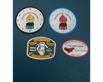 Vintage Zeigler Coal Co Mining Sticker Lot 4 Safety Award Hard Hat Decals