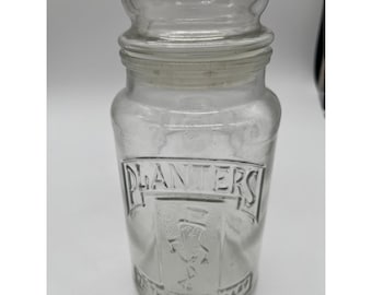 Vintage 1981 75th Anniversary Planters Mr. Peanut Glass Jar with Lid Cannister