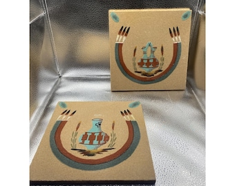 Vintage Native American Navajo Indianer Sand Gemälde Lot 2 Signiert