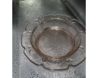 Vintage JEANNETTE DEPRESSION Glass Cherry BLOSSOM Butter Dish Bottom Only
