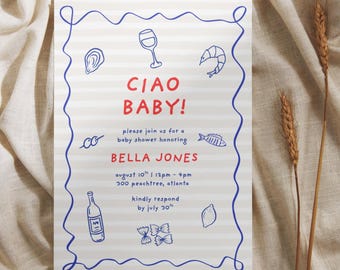 Baby Shower Invitation - Italian themed, Ciao Baby!
