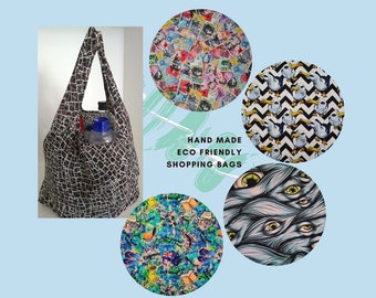 Reusable shopping bag | Custom digital print fabric | Foldable bag | zero-waste bag | eco shopping bag | grocery bag