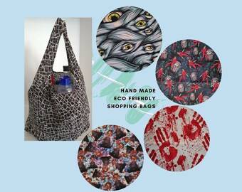 Horror themed shopping bag | Foldable bag | zero-waste bag | eco shopping bag | grocery bag | fold bag