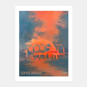 Sea and Skies - Fine Art Print, Giclee, Original Artwork, Oil Painting, Beach Scene, Surreal Landscape, Abstract Clouds, Home Decor