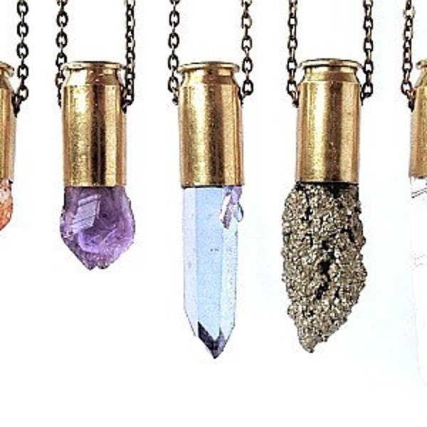 PYTHIA quartz crystal bullet necklace