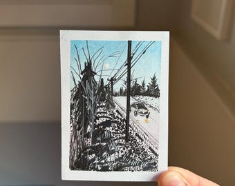 ACEO of Traffic in the Road by Sarah