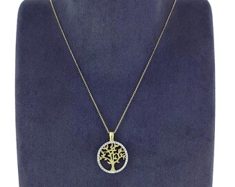 Sterling Silver Tree of Life Necklace – Stone Circle Pendant, Harmony Jewelry