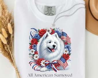 Camiseta Samoyed America 250: 100% algodão, tamanhos P-4XG em 15 opções de cores.