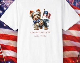 Camiseta Yorkie America 250: 100% algodão, tamanhos P-4XG em 15 opções de cores.