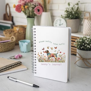Patchwork Dachshund Floral Design Spiral Notebook: Soft Cover, 118 Rule Lined Pages