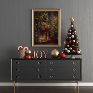 Festive Fireplace Christmas Print: Traditional Holiday Home Decor (Digital Download